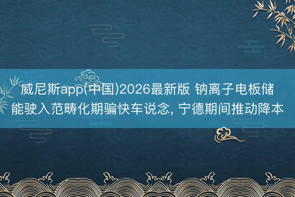 威尼斯app(中国)2026最新版 钠离子电板储能驶入范畴化期骗快车说念， 宁德期间推动降本