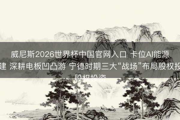 威尼斯2026世界杯中国官网入口 卡位AI能源基建 深耕电板凹凸游 宁德时期三大“战场”布局股权投资