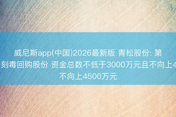 威尼斯app(中国)2026最新版 青松股份: 第一大鼓舞刻毒回购股份 资金总数不低于3000万元且不向上4500万元