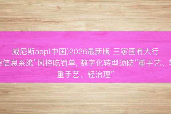 威尼斯app(中国)2026最新版 三家国有大行因“重要信息系统”风控吃罚单， 数字化转型须防“重手艺、轻治理”