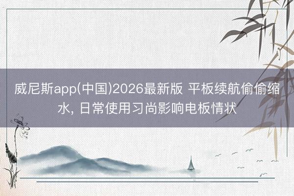 威尼斯app(中国)2026最新版 平板续航偷偷缩水, 日常使用习尚影响电板情状