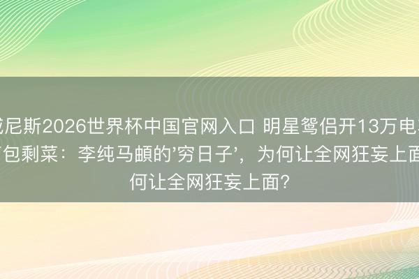 威尼斯2026世界杯中国官网入口 明星鸳侣开13万电车打包剩菜：李纯马頔的'穷日子'，为何让全网狂妄上面?